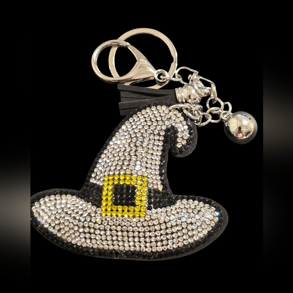 Black and Silver Witch Hat Bag Charm Keychain
